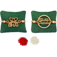 Cluze Bhai Rakhi For Brother And Bhabhi Pataka For Women 2 Pc - Bhaiya Bhabhi Combo Set Of 2 Rakhi With Roli Chawal
