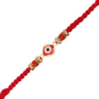 I Jewels Enamel Evil Eye Rakhi With Roli Chawal & Rakshabandhan Card For Bro/Brother/Bhai (R192Red)