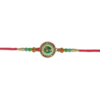 Accessher Unisex Green Meenakari Work Quirky Veera Text Rakhi For Beloved Brother & Gifting With Roli Kumkum Packets & Happy Rakshabandhan Card (Green)