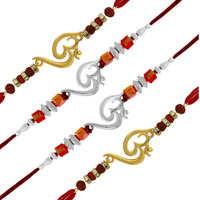 Mahi Combo Of Four Om Rakhis With Crystals And Rudraksha For Adorable Brothers Rco1105123M