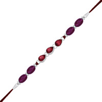 Mahi Rhodium Plated Maroon Water Drop Shape Crystal Rakhi For Bhaiya, Brother, Bhai, Bro (Ra1100782Rmar)
