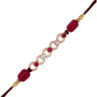Mahi Rose Gold Plated Pink And White Crystals Rakhi For Bhai (Ra1100717Zpin)