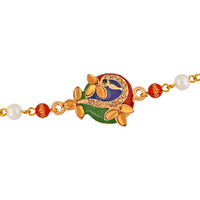 Mahi Elegant Peacock Rakhi With Crystal And Artificial Pearl For Beloved Brother (Ra1100634Z)