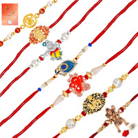 Mahi Combo Of 7 Religious Rakhis For Men With Crystals, Beads And Meenakari Work For Brother (Rcso1105741M)