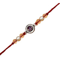 Sj Shubham Jewellers Pure 925 Sterling Silver Rakhi For Brother Charm Bracelet Raksha Bandhan With Pure Cotton Thread For Men, Boys, Rakhis Pink