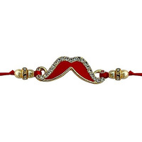 Fure Red Moustache Rakhi For Brother (Roli-Chawal Included)