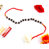 Shivaratna Silver Capped Rudraksha Rakhi (With Roli, Chawal)