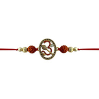 Fure Red Traditional Om Rakhi For Brother (Roli-Chawal Included)