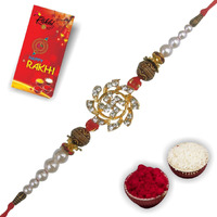 Case Creation Unisex Crystal Handcrafted Ad Stone Rakhi For Brother Religious Swastik Rakhi Diamond