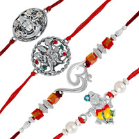 Mahi Combo Of Om, Hanuman, Krishna And Shiva Religious Rakhis For Brother/Bhaiya (Rco1105420M)