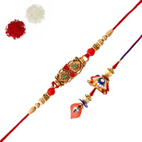 Chhabila Bhaiya And Bhabhi Rakhi Set Of 2 Rakhis, Rakshabandhan Festival Family Combo Dori Lumba Bangle Pair Couple Rakhi For Bhai Bhabi With Roli Chawal For Girls, Boys,Brother Sister (Leaf)