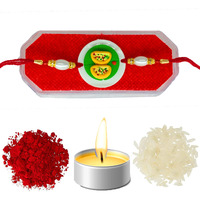 Ubuntu  Seasonal Designer 3D Food Rakhi For Kids - Attractive Embossed Foods Rakhi - Combo Pack With Roli & Chawal - (Pack Of 1) (Garlic Bread)