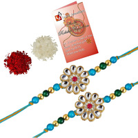 Lucky Jewellery Rakhi 18 K Gold Plated Rakhe Boho Collection Rakshabandan Rakhee Bracelet For Bro/Brother/Bhaiya/Bhai/Bhabhi Rakshasutra (120-Wzr1-1200-2)