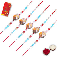 Case Creation Sweets Rakhi For Brother And Bhabhi - 5 Piece Rakhi Handmade Beautiful Sweets Funny Bracelet Rakhi Set For Brother Bhai Bro With Complimentary Ritual Items And Greeting Card