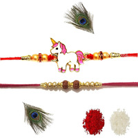 Kkr Enterprise:- Metal Unicorn Rakhi Kids Rakhi For Kids/Little Brother/Bhai Rakhi/Raksha Bandhan Roli Chawal (Combo)