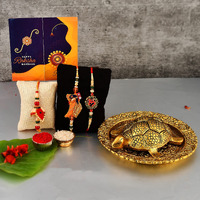 Yalambar Rakhi Gift For Brother With Rakhi Gift Combo For Brother Best Gift For Bhaiya Bhabhi + Metal Tortoise Vastu Showpiece + Rakhi Set Of-3 +Roli Chawal + Free Rakhi Card-Yal-022-29