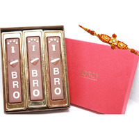 Zoroy Luxury Chocolate Rakhi Gift Brother With I Love Bro Chocolate | Message Chocolate | Rakhi Gift Combo | Rakshabandhan Gifts For Brother | Complimentary Rakhi | 3 Bars Set