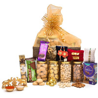 Nutri Miracle Rakhi Chocolate Gift For Brother N Family I Floral Coin Bhai Bhabhi Pair I Ginni Rakhis I Pearl Dora I Tilak Kit I Dryfruits I 1Kg