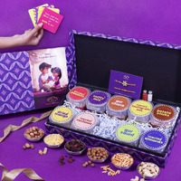 Healthy Treat Guilt-Free Surprise Rakhi Gift Hamper Rakhi, Roasted Dry Fruits Gift Pack, A Pair Of Rakhi, Rakhi Cards, Rakhi Gifts Brother And Sister, The Ultimate Assorted Rakhi Gift Hamper