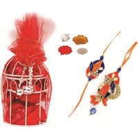 Skylofts 5Pcs Assorted Chocolate Cage Metal Box Chocolate Gifts With Rakhi Lumba & Teeka Set For Bhai Bhabhi Rakhi Gifts