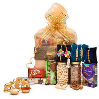 Nutri Miracle Rakhi Chocolates Dry Fruit & Nut Gifts I Multy Colour Kodi Pair I Colour Stone Rakhis For Brother N Family I Hathi Chopda Tilak Kit