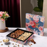 Riwaz Elite Dry Fruits Gift Box |Enamel Pink Flower Designer Box With Almonds, Cashews, Pistachios, Figs | Perfect For Rakhi, Diwali, Eid, Fathers Day, Corporate, Festive Gifting Fathers Day (Dry Fruits 200G Per Containes )
