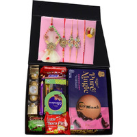 Nutri Miracle Bliss Rakhi Chocolates Gift Hamper For Brother N Family |Gift Basket With 5 Rakhis, Roli, Chaval, Kit