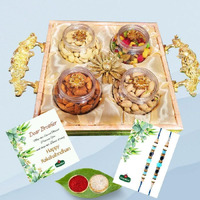 Shimnick Rakshabandhan Dryfruit Gift Box With Designer Hand-Picked Evil-Eyerakhis | Almonds, Cashews, Pistachios, Kishmish | Designer Gift For Brother/Sister | Roli- Chawal (With Rakhi And Loomba)