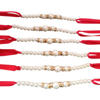 Neobaby Pearl Rakhi Combo Set For Brother | 6 Pcs Elegant Stone & Pearl Rakhi With Roli & Chawal | Raksha Bandhan Gift Pack For Bhaiya (Pack Of 6)