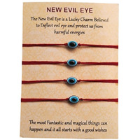 Alaukik Evil Eye Rakhi Protect From Negative Energy Unisex Nazar Battu/Good Luck Charm Evil Eye Rakhi With Beads Handmade Rakhi For Brother/Sister Set Of 4