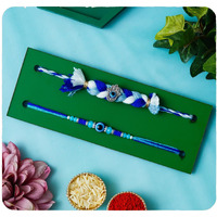 Tonkwalas Rakhi For Brother Set Of 2 Rakhi With Roli Chawal Set And Greeting Card (Multicolor-2)
