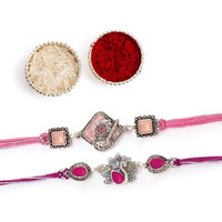 The Purple Tree Magenta And Light Pink Krishna Peacock Rakhi For Bhai (Pack Of 2), Handmade Rakhi For Brother, Rakshabandhan Gift For Bhai, Best Rakhi For Bhaiya