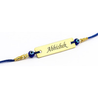 Customised India Customized Evil Eye Name Rakhi For Brother| Personalized Metal Evil Eye Blue Rakhi With Name | Stylish And Eye Catching Metal Name Rakshabandhan Bracelet