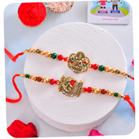 Craftvatika Rakhi Set For Brother, Designer Rakhi Set Of 2 Gift Combo, Ganesha Laxmi Rakhi For Bhaiya Men Boys, Rakhis Set For Rakshabandhan, Fridge Magnet Gift Combo, Fridge Home Decor