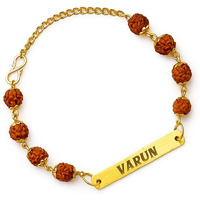 Customised India Customized Name Rakhi For Brother| Rakshabandhan Metal Name Rudraksha Bracelet | Metal Personalized Stylish Rakhi