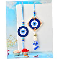 Craftvatika Evil Eye Design Rakhi For Brother, Bhaiya, Bhabhi Rakhis Set Of 2, Evil Eye Lumba Rakhi For Bhabhi, Rakshabandhan Couple