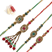 To The Nines Bhaiya Bhabhi Rakhi With 2 Rakhi For Kids, Greeting Card & Tilak Material  Lumba Set