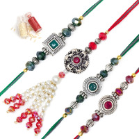 To The Nines Bhaiya Bhabhi Rakhi Set With 2 Rakhi For Kids Greeting Card & Tilak Material