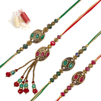 To The Nines Bhaiya Bhabhi Rakhi Set With 2 Kids Rakhi And Greeting Card