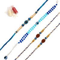 To The Nines Evil Eye Bhaiya Bhabhi Rakhi With 2 Rakhi For Kids, Greeting Card & Tilak Material  Lumba Rakhi Set