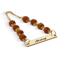 Customised India Rudraksha Rakhi With Name | Personalized Name Rakhi For Brother| Rakshabandhan Name Rudraksha Bracelet | Brass Metal Personalized Stylish Rakhi
