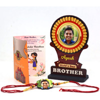 Ajanta Royal Set Of Personalized Rakhi With Personalized Memento For Brother On Rakshabandhan (Brother)