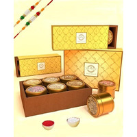 The Tea Heaven | Rakhi Gift Pack For Brother - Pack Of 6 Assorted Unique Tea | Kashmiri Kahwa | Masala Chai | Lemongrass Green Tea | Mint Green Tea | Turmeric Herbal | Stress Relief | 200G | Tea Gift With Rakhi For Brother