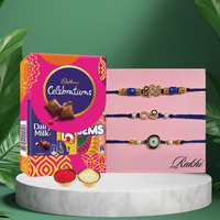 Alaukik Combo Of 3 Rakhi For Brother With Chocolate Gifts Combo Set,Brother Rakhi Set, Rakshabandhan Bhai Bhabhi Hamper Greeting Card,Set Of 3 Rakhi