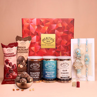 Healthy Treat Perfect Jodi Rakhi Gift Hamper | Roasted Snacks, Berries, Hazelnut Dry-Fruit Laddoos, A Pair Of Lumba-Rakhi, Roli Chawal, | Bhaiya Bhabhi Rakhii Set | The Ultimate Assorted Raksha Bandhan Gift Hampers