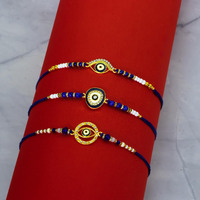 Canton Combo Rakhi With Chocolate For Brother | Rakhi Set Of 3 Rakhi For Brother With Chocolate Gift Hamper | Rakhi With Roli, Kumkum & Greeting Card (Design-1)