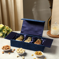Riwaz Premium Assorted Nuts Hamper |Blue Suede With White Gems Elegant Designer Box With Almonds, Cashews, Raisins, Dry Fruits Gift Box | Ideal For Diwali, Rakhi, Eid, Corporate Gifting Father's Day