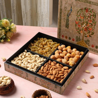 Riwaz Elite Dry Fruits Gift Box | Assorted Dryfruits With Almonds, Cashews, Raisins, Khumani | Perfect For Rakhi, Diwali, Eid, Fathers Day, Corporate, Festive Gifting - Enamel Peacock Designer Fathers Day (Dry Fruits 200G Per Containes )