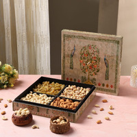 Riwaz Elite Dry Fruits Gift Box | Assorted Dryfruits With Almonds, Cashews, Raisins, Pistachios | Perfect For Rakhi, Diwali, Eid, Fathers Day, Corporate, Festive Gifting - Enamel Peacock Designer Fathers Day (Dry Fruits 200G Per Containes )