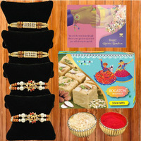 Bogatchi S4S-7 Soan Papdi For Brother, Rakhi For Brother With Sweets, Set Of 4 Elegantrakhi, Rakhi Sweets, 200G